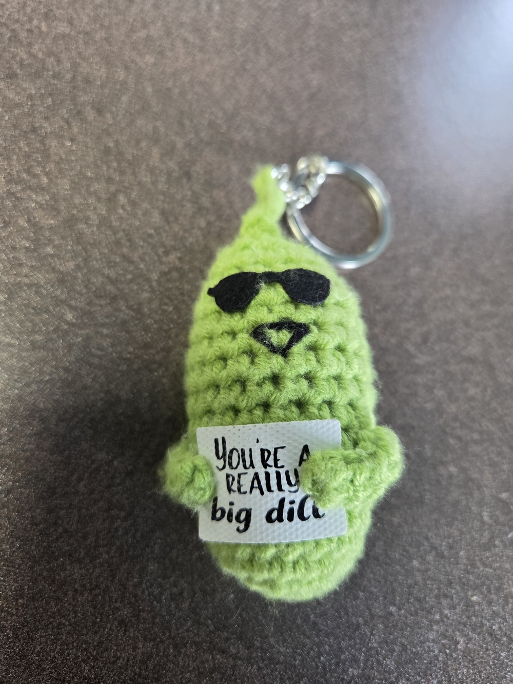 Hand Made..Crocheted Pickle Keychain